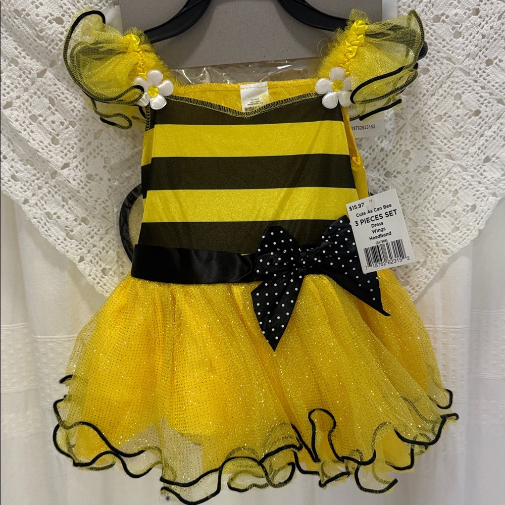 Charming Yellow and Black Striped Kids Costume